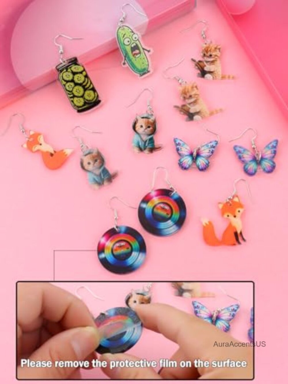 36 Pairs Cute Fun Earrings Set Weird Cool Statement Dangle Resin - Picture 6 of 7